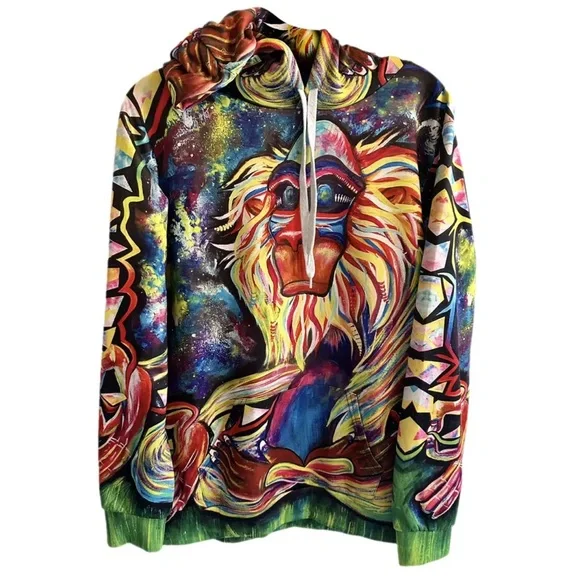 Meditating Rafiki Mandrill Unisex Hoodie From The Lion King - Picture 2 of 16